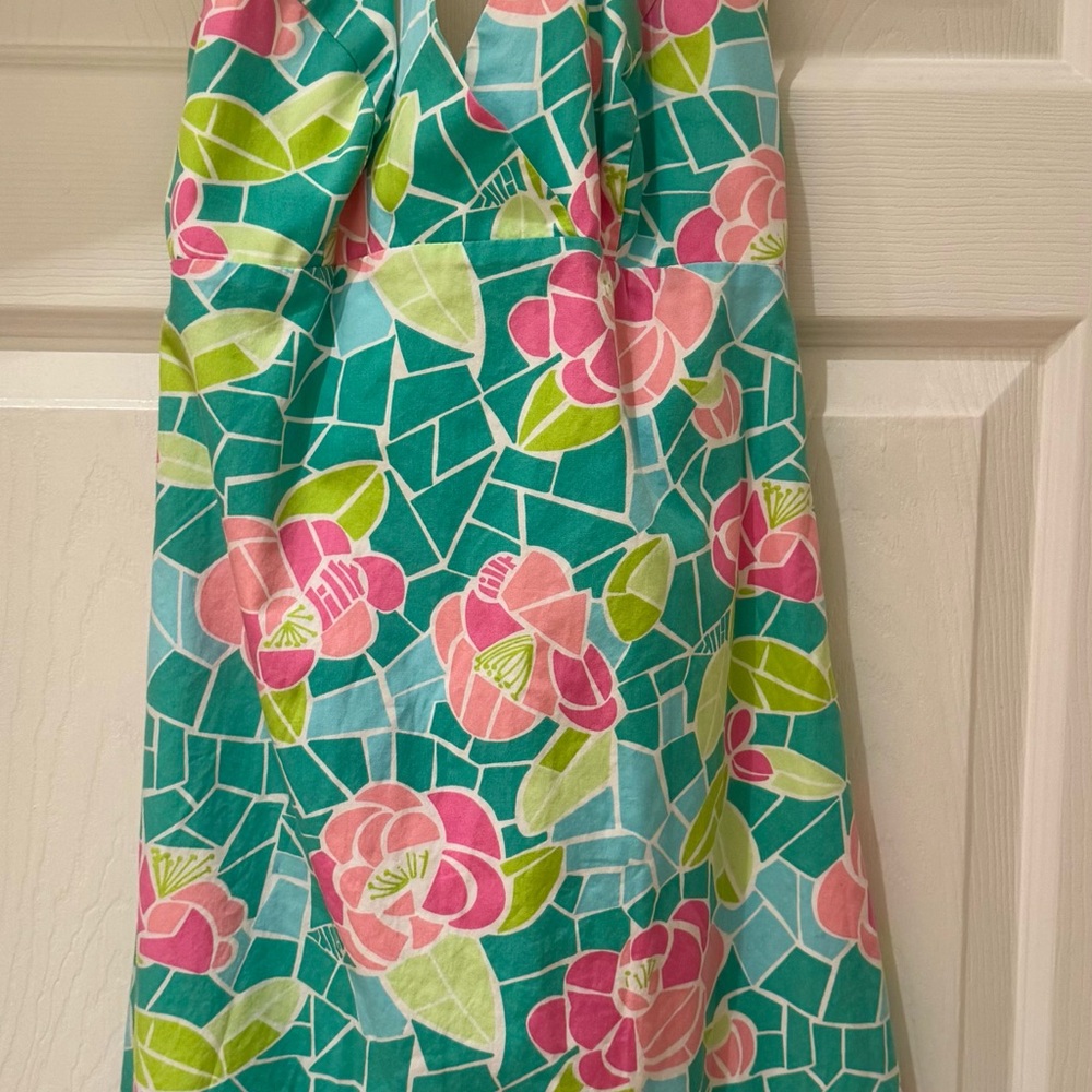Lilly Pulitzer Candy Halter Dress in Tile Green Cote D Azur US Size 2
